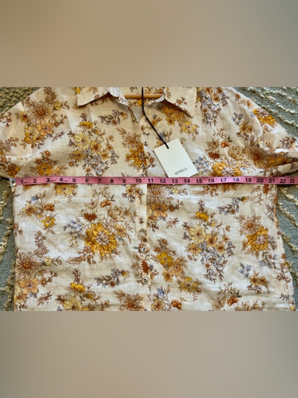 Free People X Spell Meadowland Linen Blouse Buttondown Top | Cream | XS | NWT - Picture 12 of 16